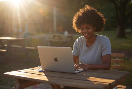 someone using our free Wi-Fi